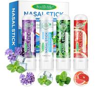 Nasal Stick 4 Pack, Nose Inhaler Stick, Nasal Inhaler, Boost Energy Set, Sinus & Blocked Nose Relief, Daily Relaxation, Stress Relief, Natural Mood Boost, Travel Friendly, Cool Refreshing Sensation