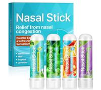 Nasal Sticks for Breathing, 4 Pack Energy Boosting Nose Sticks, Portable Nasal Congestion Inhaler, Natural Refreshing Inhaler Stick, Non Irritating Gentle Safe Dry Nose