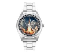 Nasa's Rocketship Men's Casual Watch with Stainless Steel Strap Alloy Quartz Wrist Watches