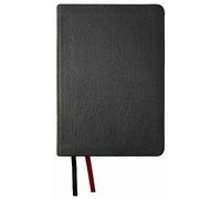 NASB Large Print Compact Bible, Black, Genuine Cowhide Leather, 2020 text | 9 Point Font, 5 x 7.25" Page Size, Line Matched, Smyth Sewn, Single Column, Paragraph Format, Black Letter, 2 Premium Ribbons