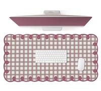 Nasdalgias Cute Purple Desk Mat Pastel Checkered Large Mouse Pad with Scalloped Edges Aesthetic Vintage Country Office Desk Decor Stitched Nonslip Pad for Computer Keyboard & Mouse 31 * 15.7in
