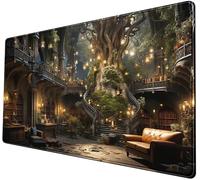 Nasdalgias Dark Academia Bookish Desk Mat Adventure Dreams Extended Mousepad Large Gaming Mousepad Black Extended Mouse Pad XXL Laptop Computer Mouse Keyboard Mat 31.5 x 15.7 Office Desk Decor