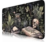 Nasdalgias Dark Academia Desk Mat Mouse Pad XXL Extended Large Gaming Desk Pad Mousepad, Mystical Green Plant Computer Laptop Keyboard and Mouse Mat, Desktop Protector Mat for Office 31.5x15.7 in