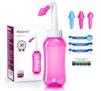 Nasendusche Set, Nasenspülkanne zur Nasenreinigung und Nasenspülung，BPA-frei, 300 ml, mit 30 Nasenwasch-Salzpaketen und Aufkleberthermometer(Rosa)