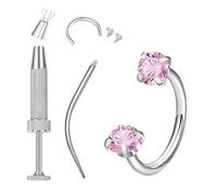 Nasenring Set - 6 Pieces C Zirkonia Edelstahl Piercing | C Form Septum Ring Lippen Knorpel | Helix Tragus Ohrring Damen Schmuck | Silber Piercing Zubehör for Holidays Birthday Wedding,
