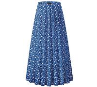 NASHALYLY Women's Chiffon Elastic High Waist Pleated A-Line Flared Maxi Skirts, Flower-187, S