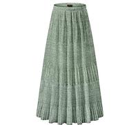NASHALYLY Women's Chiffon Elastic High Waist Pleated A-Line Flared Maxi Skirts - - X-Large