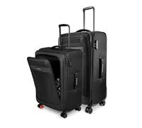 Nasher Miles Berlin Expander Soft-Sided Polyester Luggage | 8 Wheels Trolley Bag for Travel | Suitcase, Black, Set of 2 | 65 cm & 75 cm | Medium & Large, Luggage