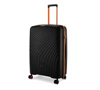 Nasher Miles Capri Hard-Sided Polypropylene TSA Lock Luggage | 8 Wheels Trolley Bag for Travel | Suitcase, Black & Orange, Check-in | 75 cm | Large, Luggage