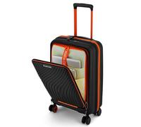 Nasher Miles Capri Hard-Sided Polypropylene TSA Lock Luggage | 8 Wheels Trolley Bag for Travel | Suitcase, Black & Orange, Cabin | 55 cm | Small, Luggage