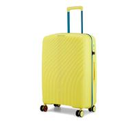 Nasher Miles Capri Hard-Sided Polypropylene TSA Lock Luggage | 8 Wheels Trolley Bag for Travel | Suitcase, Yellow & Blue, Check-in | 65 cm | Medium, Luggage
