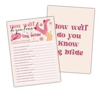 Nashville Bachelorette Party Games, How Well Do You Know The Bride Rustic Bridal Shower Game Card, Western Cowgirl Themed Wedding/Engagement Party Ideas Activities Supplies Decorations(25 Cards) -C03