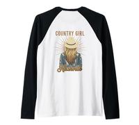 Nashville Country Music Cow Girl Vacation Design On Back Raglan Baseball Tee