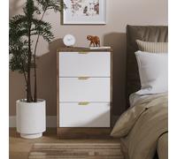 Nashville F Bedside Table White & Vintage Oak 3 Drawers 45cm