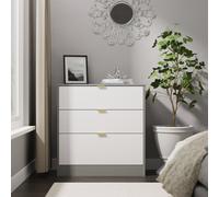 Nashville F Chest of Drawers White & Grey 3 Drawers 77cm