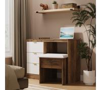 Nashville F Desk White & Vintage Oak 3 Drawers 97cm