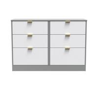 Nashville F Large Chest of Drawers White & Grey 6 Drawers 115cm
