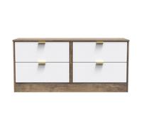 Nashville F Large Chest of Drawers White & Vintage Oak 4 Drawers 115cm