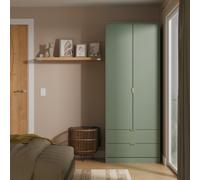 Nashville F Tall Wardrobe Green 2 Doors 2 Drawers 77cm