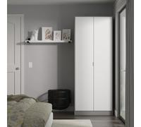 Nashville F Tall Wardrobe White & Grey 2 Doors 1 Shelf 77cm