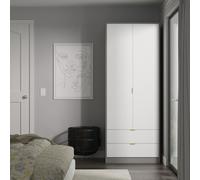 Nashville F Tall Wardrobe White & Grey 2 Doors 2 Drawers 77cm