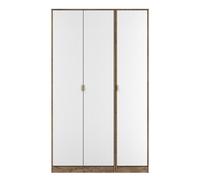 Nashville F Tall Wardrobe White & Vintage Oak 3 Doors 1 Shelf 116cm