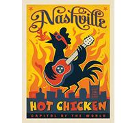 Nashville Hot Chicken Tin Sign Chicken Coop Decor Funny Gift Metal Sign Outdoor Indoor Wall Panel Retro Vintage Mural 12x16 Inch