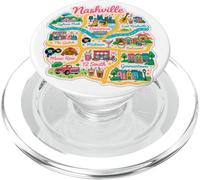 Nashville Illustrated Map Design Colorful Music City PopSockets PopGrip for MagSafe