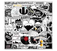 Nashville Music City Stickers 50 Pcs Waterproof Funny Nashville Tennessee Sticker for Laptop Skateboard Water Bottle Scrapbook Luggage Car Helmet Computer,Vinyl Trendy Music Sticker for Teens Adults