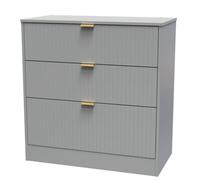Nashville Ready Assembled Grey 3 Drawer Chest (H)791mm (W)766mm (D)395mm