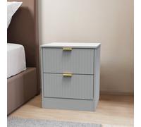 Nashville Ready Assembled Matt Grey No Effect 2 Drawer Wide Bedside Chest (H)521mm (W)450mm (D)395mm
