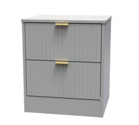 Nashville Ready Assembled Matt Grey No Effect 2 Drawer Wide Bedside Chest (H)521mm (W)450mm (D)395mm