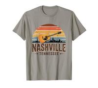 Nashville Tennessee Acoustic Guitar Skyline Retro T-Shirt