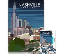 Nashville Tennessee Art Puzzles for Teenagers Teens 1000pc Puzzle,Family Game Stress Reliever Difficult Challenge Secret Santa Gifts 75x50cm