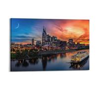 Nashville Tennessee Canvas, Nashville Wall Art, Nashville Landscape, Sunset Wall Art Poster Decorative Painting Canvas Wall Posters And Art Picture Print Modern Family Bedroom Decor Posters 08x12inch(