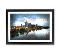 Nashville Tennessee Skyline at Night Framed Print | A2 Black Framed Wall Art | Ready to Hang | Modern Cityscape Picture | Living Room Bedroom Lounge Office