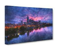 Nashville Tennessee Skyline Canvas Print for Living Room Bedroom Home Office Décor, Wall Art Picture Ready to Hang, 30 x 20 Inch (76 x 50 cm)