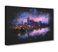 Nashville Tennessee Skyline Paint Splash Modern Art Canvas Wall Art Print Ready to Hang, Framed Picture for Living Room Bedroom Home Office Décor, 24x16 Inch (60x40 cm)