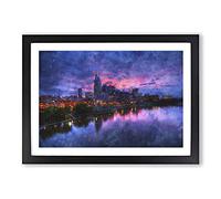 Nashville Tennessee Skyline Painting Framed Print | A2 Black Framed Wall Art | Ready to Hang | Modern Cityscape Picture | Living Room Bedroom Lounge Office