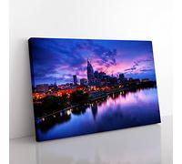 Nashville Tennessee Skyline USA Modern Canvas Wall Art Print Ready to Hang, Framed Picture for Living Room Bedroom Home Office Décor, 76x50 cm (30x20 Inch)