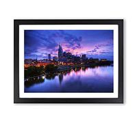 Nashville Tennessee Skyline USA Modern Framed Wall Art Print, Ready to Hang Picture for Living Room Bedroom Home Office Décor, Black A2 (64 x 46 cm)