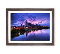Nashville Tennessee Skyline USA Modern Framed Wall Art Print, Ready to Hang Picture for Living Room Bedroom Home Office Décor, Walnut A3 (46 x 34 cm)
