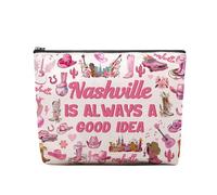 Nashville Travel Gifts Cosmetic Bag, Nashville Lover Souvenirs, Country Accessories Makeup Bag Gifts for Traveller Women, Friends, Nashville Bachelorette