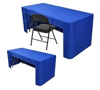 Nasitos 2 Pack Fitted Tablecloth for 4 Foot Tables-Royal Blue Open Back Folding Table Cover Washable and Wrinkle Resistant Table Cloth for Trade Show, Book Fair, Career Fair, Convention, Events