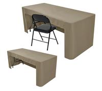 Nasitos 2 Pack Fitted Taupe Tablecloth for 4 Foot Tables - Open Back Folding Cover, Washable Fabric Topper for Rectangular Display, Trade Show, Craft Show, Events, Vendor Booth