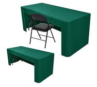 Nasitos 2 Pack Green 6ft Table Cloth Fitted-Open Back Folding Table Cover Washable Fabric and Wrinkle Resistant Table Cloth for Trade Show, Book Fair, Career Fair, Convention, Events