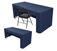 Nasitos 2 Pack Navy 6ft Fitted Table Cloth - Open Back Folding Table Cover - Washable Fabric, Wrinkle Resistant - For Trade Show, Book Fair, Career Fair, Convention, Events