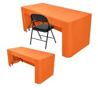 Nasitos 2 Pack Orange Tablecloth Rectangle Fitted for 4 Foot-Open Back Valentines Tablecloth Fabric Washable and Wrinkle Resistant Table Cover for Trade Show, Parties, Banquet, Buffet, Baby Shower