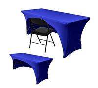 Nasitos 2 Pack Royal Blue 4 ft Table Cloth Fitted-Open Back Spandex Table Covers for Folding Tables, Washable Fabric and Wrinkle Resistant Stretch Table Cover for Trade Show, Parties, Events