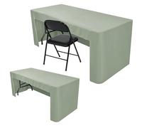 Nasitos 2 Pack Sage Green 6ft Table Cloth Fitted-Open Back Folding Table Cover Washable Fabric and Wrinkle Resistant Table Cloth for Trade Show, Book Fair, Career Fair, Convention, Events